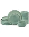 Stone Lain Bao 12pc Dinnerware Set In Green