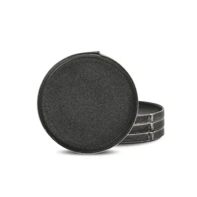 Stone Lain Bao 4-piece Salad Plate Set Stoneware In Black