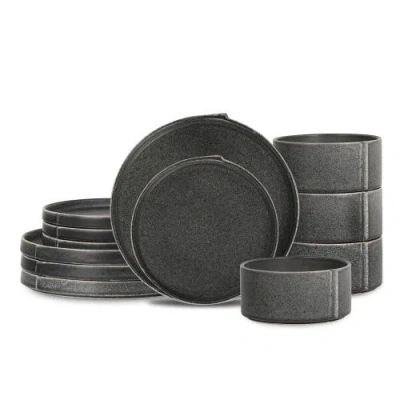 Stone Lain Bao Stoneware 12-piece Dinnerware Set In Black