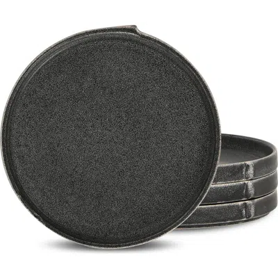 Stone Lain Bao Stoneware 4-piece Salad Plate Set In Black