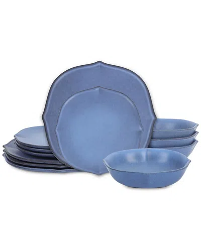 Stone Lain Baskerville 12pc Stoneware Dinnerware Set In Blue