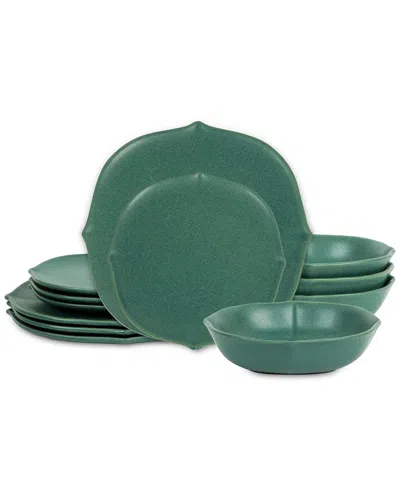 Stone Lain Baskerville 12pc Stoneware Dinnerware Set In Green