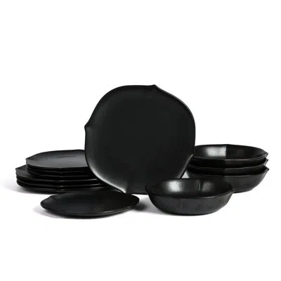 Stone Lain Baskerville 12-piece Dinnerware Set Stoneware In Black