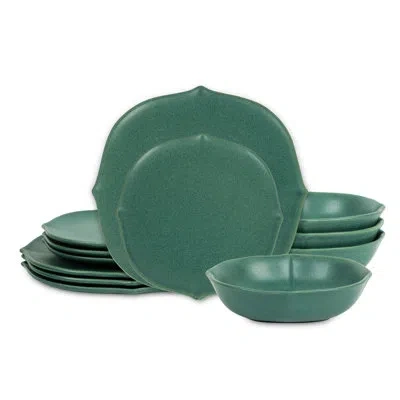 Stone Lain Baskerville 12-piece Dinnerware Set Stoneware In Green