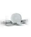 Stone Lain Baskerville 16pc Stoneware Dinnerware Set With Borosilicate Glass In Gray