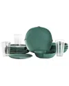 Stone Lain Baskerville 16pc Stoneware Dinnerware Set With Borosilicate Glass