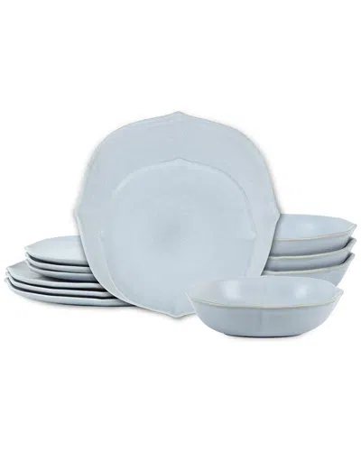 Stone Lain Baskerville 24pc Light Blue Dinnerware Set In Animal Print