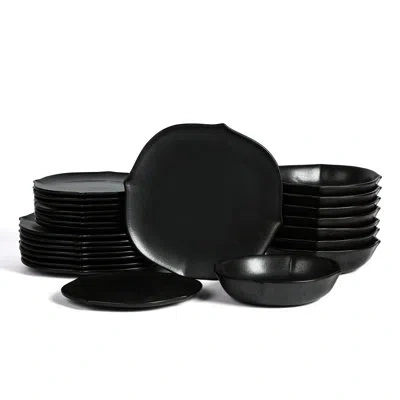 Stone Lain Baskerville 24-piece Dinnerware Set Stoneware In Black
