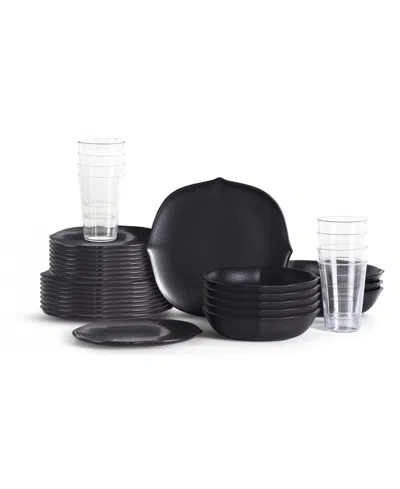 Stone Lain Baskerville 32 Pc. Dinnerware & Glassware Set, Service For 8 In Black
