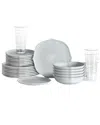 Stone Lain Baskerville 32pc Stoneware Dinnerware Set With Borosilicate Glass