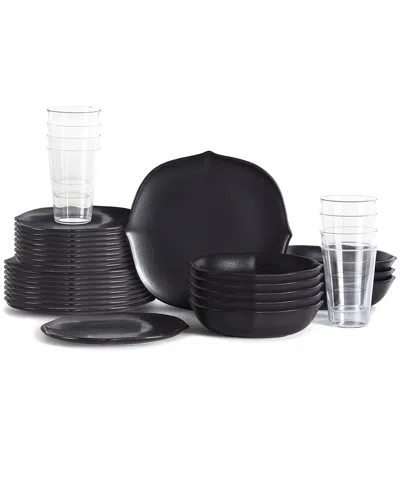 Stone Lain Baskerville 32pc Stoneware Dinnerware Set With Borosilicate Glass