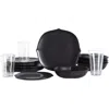 Stone Lain Baskerville 16pc Stoneware Dinnerware Set With Borosilicate Glass In Black