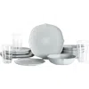 Stone Lain Baskerville Stoneware 16-piece Dinnerware Set, Includes Glassware In White