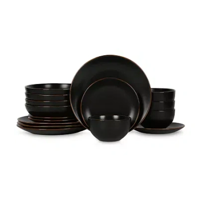 Stone Lain Brasa 16-pc. Stoneware Dinnerware Set In Black