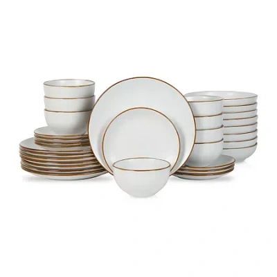 Stone Lain Brasa 32-pc. Stoneware Dinnerware Set In White