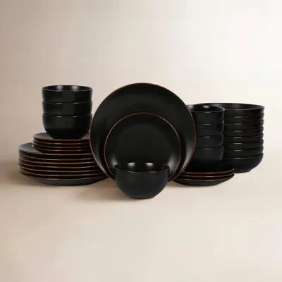 Stone Lain Brasa Dinnerware Set Stoneware In Black
