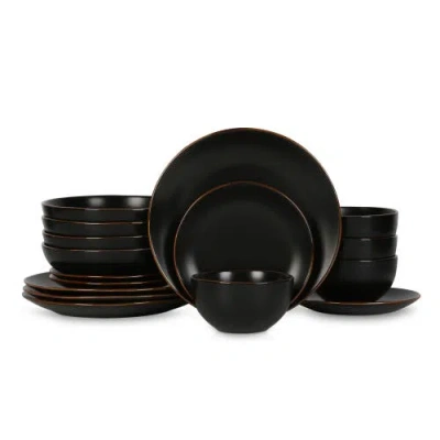 Stone Lain Brasa Stoneware 16-piece Dinnerware Set In Black