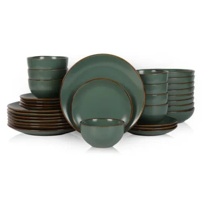 Stone Lain Brasa Stoneware 32-piece Dinnerware Set In Green