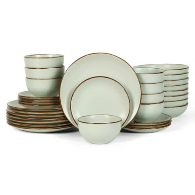 Stone Lain Brasa Stoneware 32-piece Dinnerware Set In Light Green
