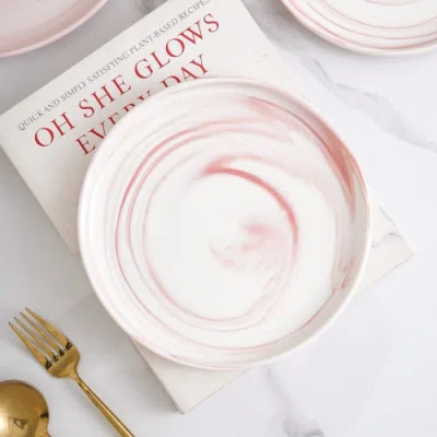 Stone Lain Brighton Porcelain 4-piece Salad Plate Set In Pink