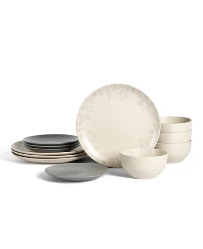 Stone Lain Camelia 12-piece Dinnerware Set, Service For 4 In Gray