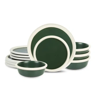 Stone Lain Capri Stoneware 12-piece Dinnerware Set In Green