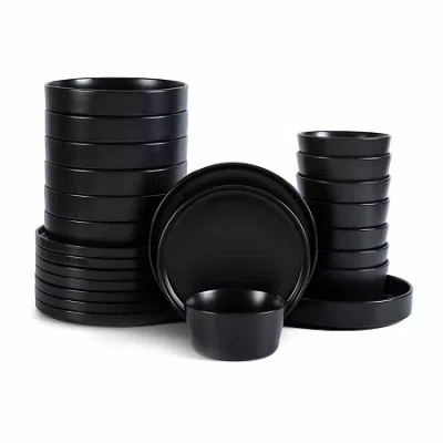 Stone Lain Celina 24-pc. Stoneware Dinnerware Set In Black