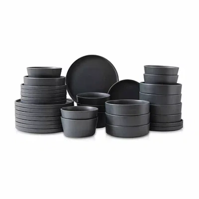 Stone Lain Celina 32-pc. Stoneware Dinnerware Set In Black