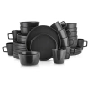 Stone Lain Celina Stoneware 32 Piece Dinnerware Set, Service For 8, Black Matte In Black Matte