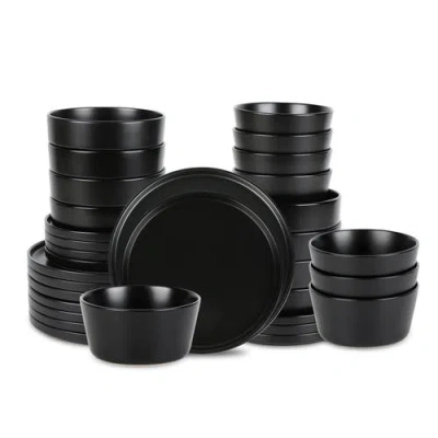 Stone Lain Celina Stoneware 32-piece Dinnerware Set With Pasta Bowls In Black