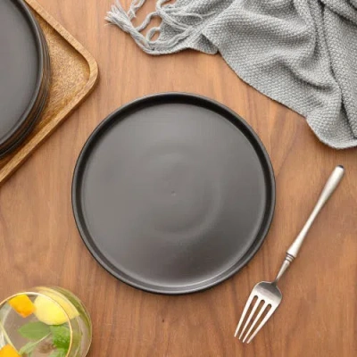 Stone Lain Celina Stoneware 4-piece Salad Plate Set In Black