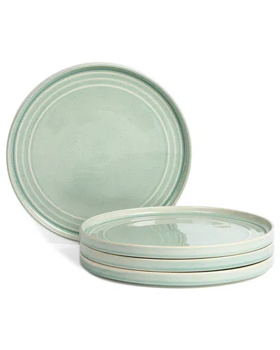 Stone Lain Claire 4-piece Dinner Plate Set Stoneware In Green