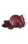 Stone Lain Clara Porcelain 16-piece Dinnerware Set In Burgundy