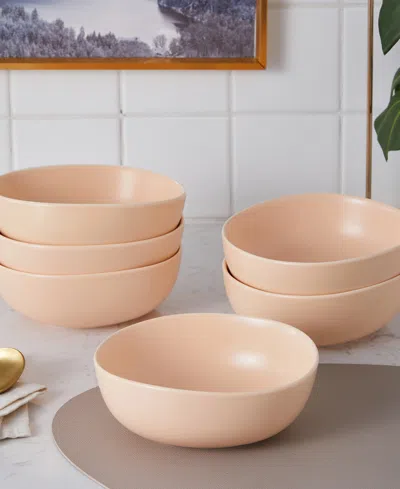 Stone Lain Delilah Porcelain Bowls, Set Of 6 In Pastel Orange