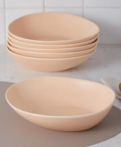 Stone Lain Delilah Porcelain Pasta Bowls, Set Of 6 In Pastel Orange