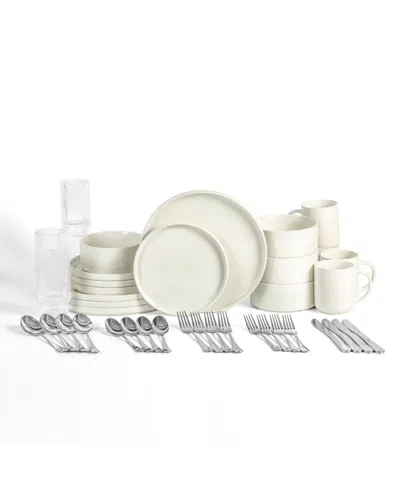 Stone Lain Dining Essential Kit 40-piece Dinnerware Set, Service For 4 In White