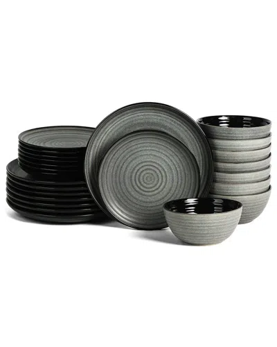 Stone Lain Dua 24pc Stoneware Dinnerware Set In Gray