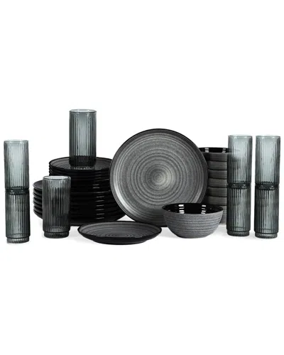 Stone Lain Dua 32pc Stoneware Dinnerware Set With Borosilicate Glass