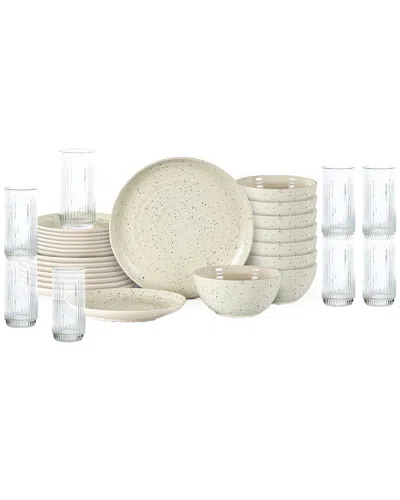Stone Lain Dua 32pc Stoneware Dinnerware Set With Borosilicate Glass