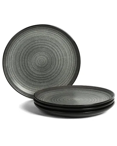 Stone Lain Dua 4pc Stoneware Dinner Plate Set In Black
