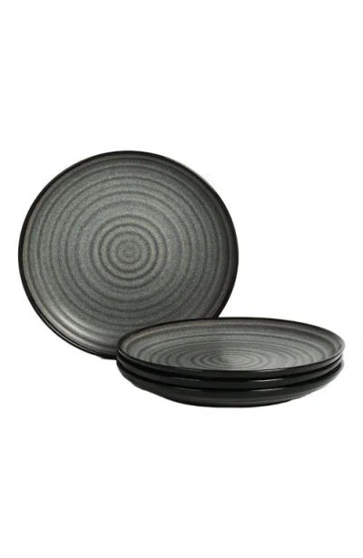 Stone Lain Dua Stoneware 4-piece Salad Plate Set In Black