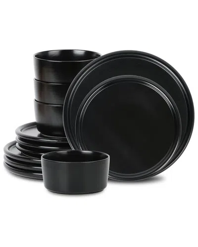 Stone Lain Eden 12pc Stoneware Dinnerware Set In Black