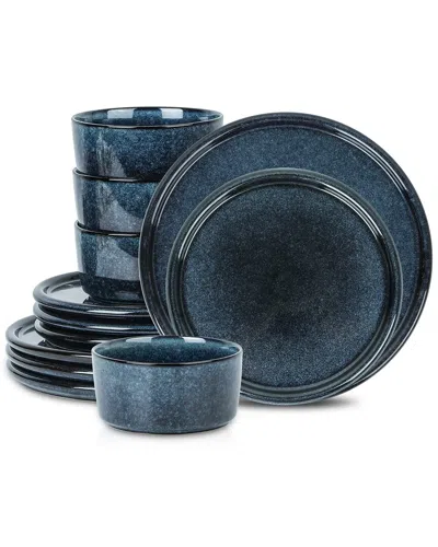 Stone Lain Eden 12pc Stoneware Dinnerware Set In Blue