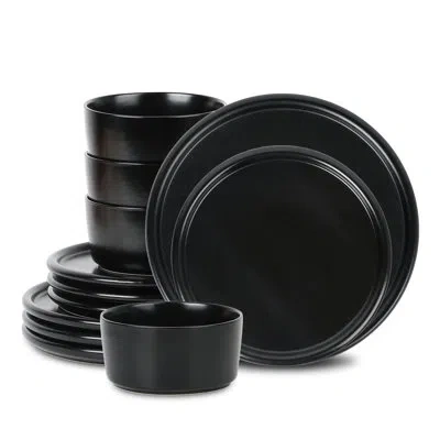 Stone Lain Eden 12-piece Dinnerware Set Stoneware In Black