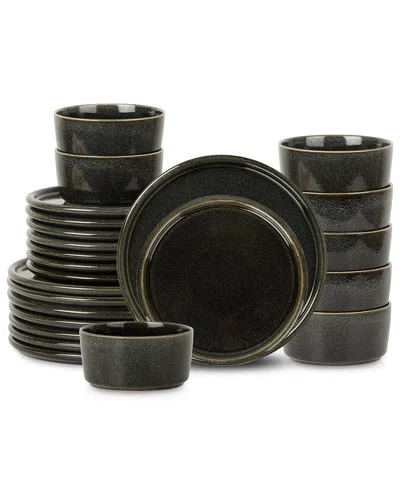 Stone Lain Eden 24pc Dinnerware Set Charcoal Grey In Black