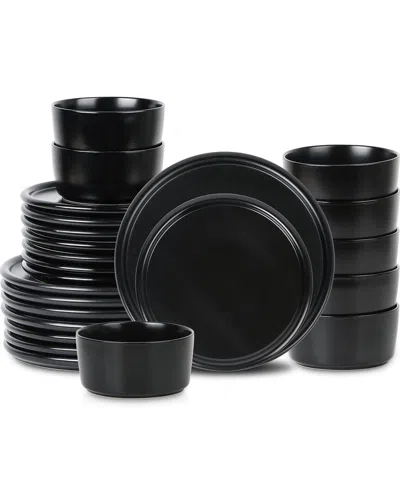 Stone Lain Eden 24pc Stoneware Dinnerware Set In Black