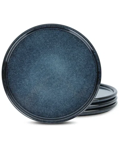Stone Lain Eden 4pc Dinner Plate Set Dark Blue In Animal Print