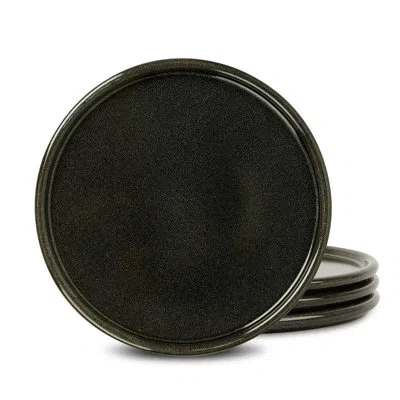 Stone Lain Eden 4-piece Dinner Plate Set Stoneware In Black