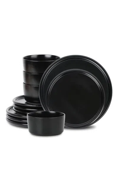 Stone Lain Eden Stoneware 12-piece Dinnerware Set In Black