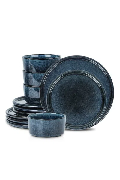 Stone Lain Eden Stoneware 12-piece Dinnerware Set In Dark Blue